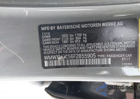 2015 Mini Hardtop Cooper S from USA, damaged, VIN WMWXU3C56F2B55905